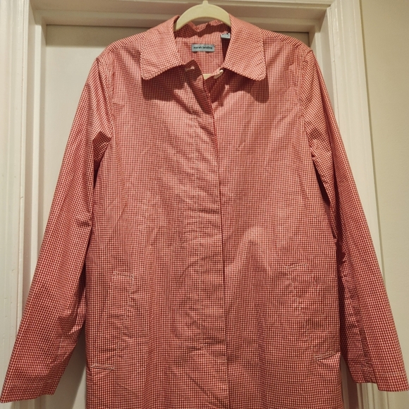 Vintage Marsh Landing 100% Cotton Spring Red Gingham Coat Size Large Retro - Picture 5 of 15